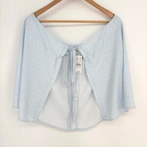 Pacsun John Galt Blue White Floral Viscose Cape OS